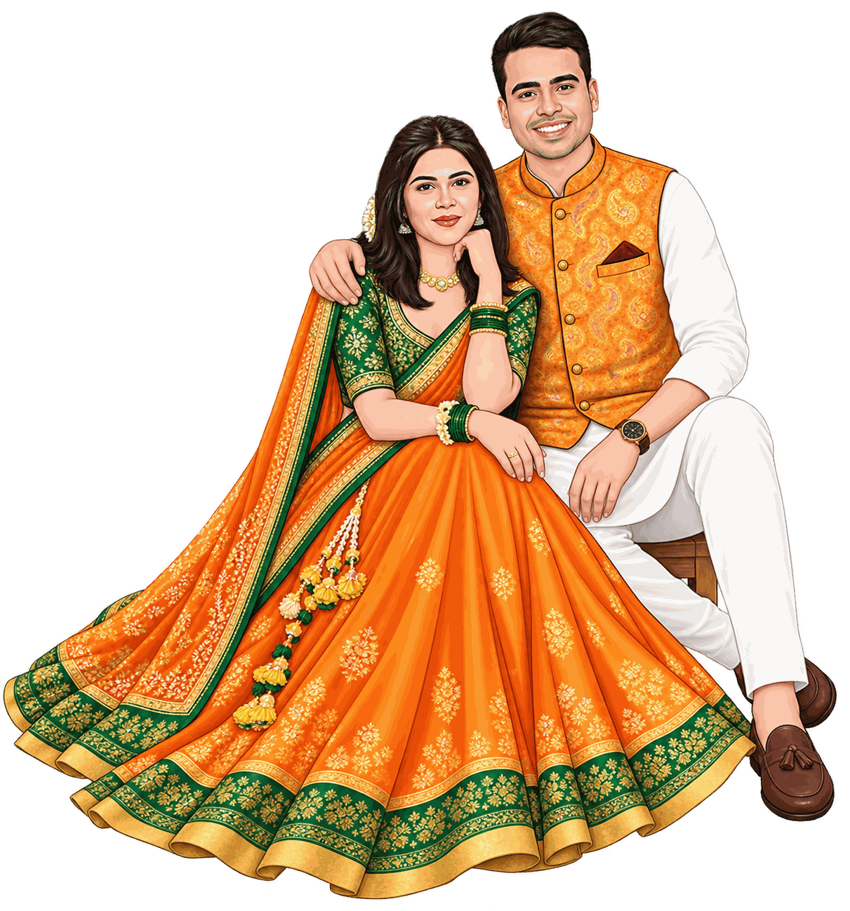 Phulo ki Holi couple illustration