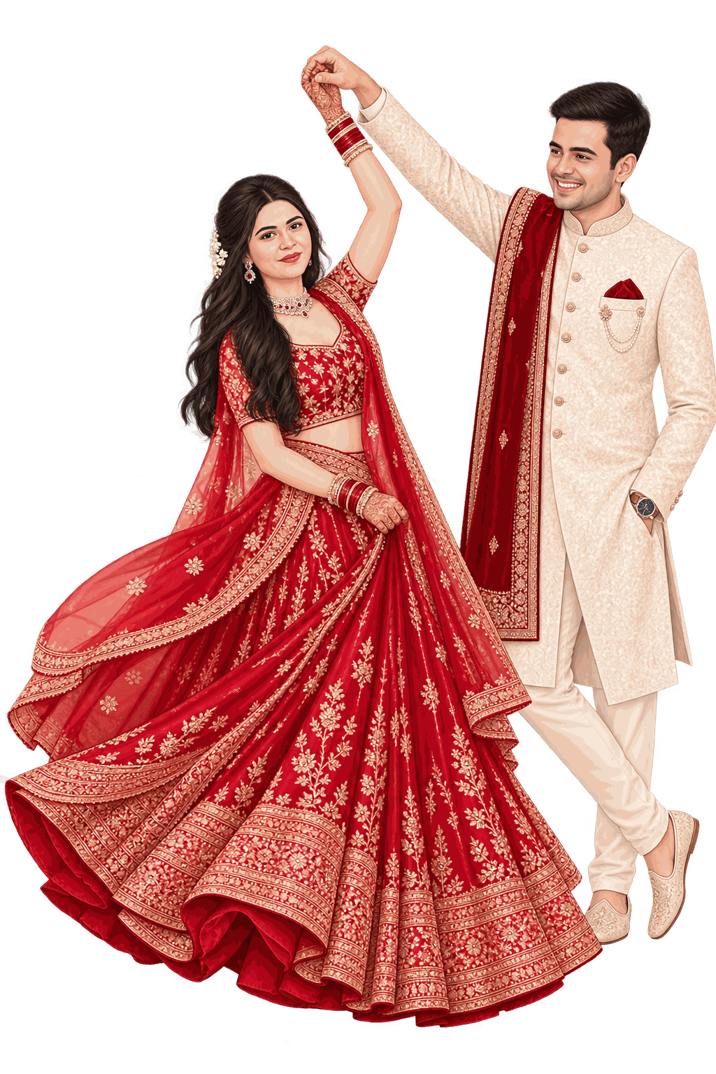 Varmala & Phere couple illustration